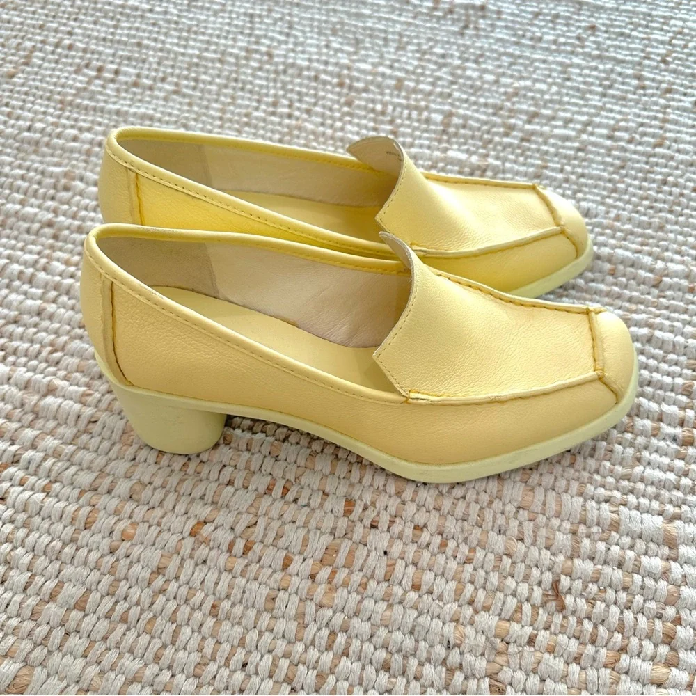 Camper Sunny Yellow Block Heel Loafers - Picture 2 of 5